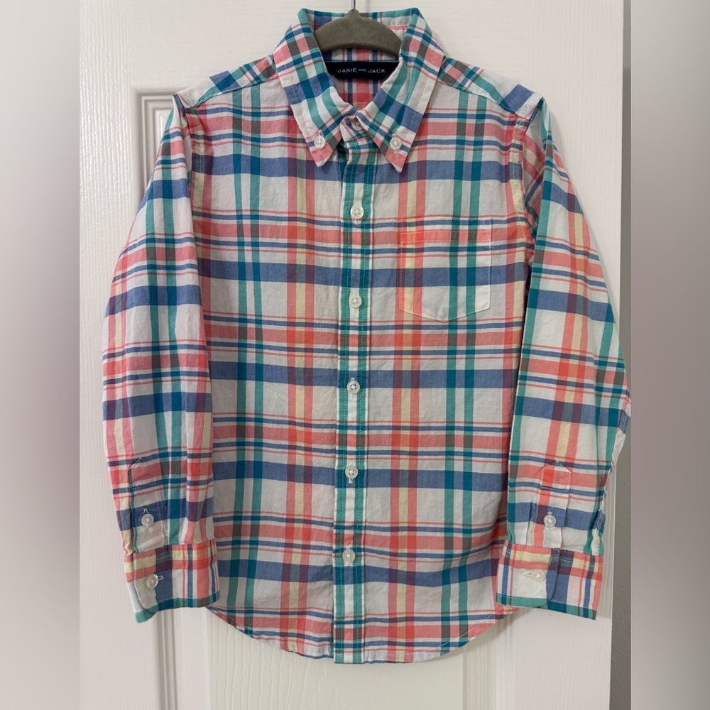 Janie & Jack Pastel Plaid Button-Down Shirt
